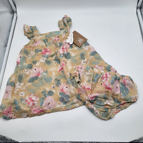 Angel Dear Other - Angel Dear Baby 12-18M Floral Tropical Flamingo Sun Dress Romper w/Diaper Cover